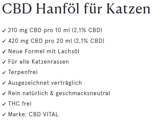 Premium CBD-Öl für Katzen mit 2,1% CBD und feinem Lachsöl, 10ml