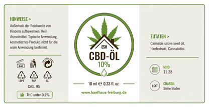 Das Hanfhaus Freiburg – CBD Öl  mit 10 % CBD und hochwertigem Hanfextrakt. – 3er Set (Sparangebot)