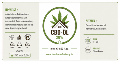 Das Hanfhaus Freiburg – CBD Öl mit 20 % CBD und hochwertigem Hanfextrakt.– 3er Set (Sparangebot)