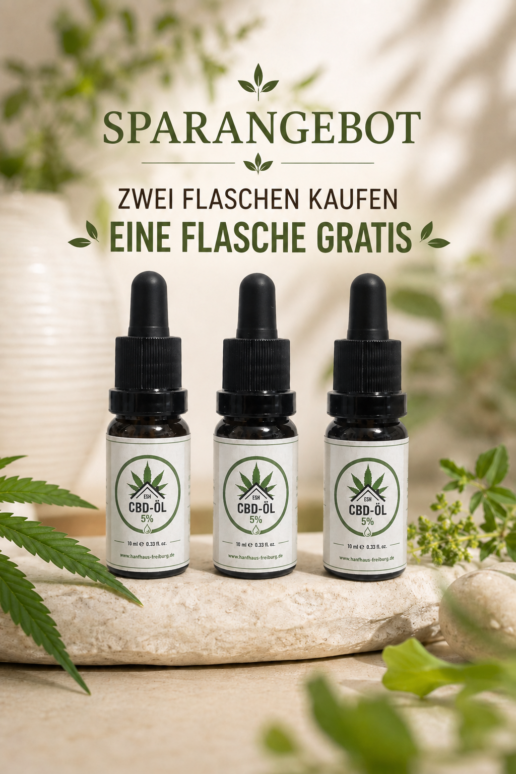 Das Hanfhaus Freiburg – CBD Öl mit 5 % CBD und hochwertigem Hanfextrakt. – 3er Set (Sparangebot)