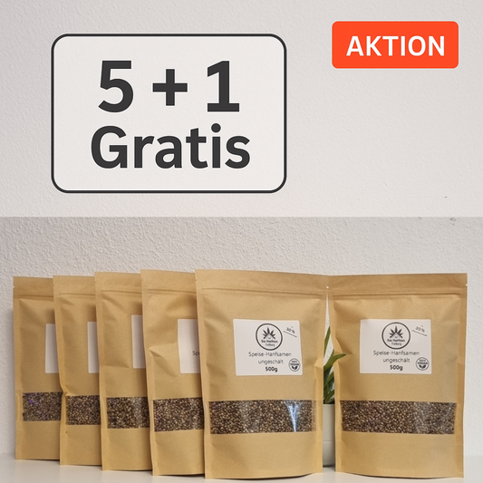Premium Ungeschälte Speisehanfsamen – 5+1 GRATIS (3.000g)