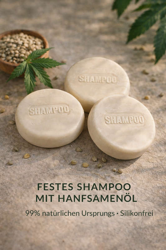 Festes Shampoo Kopfhautpflege mit Hanfsamenöl – 3er Set (3 × 85 g)