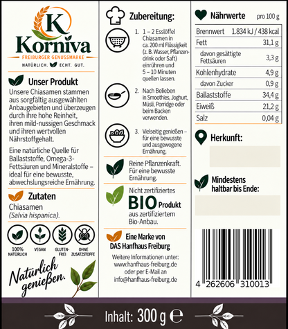 Korniva Chiasamen – 12 × 300 g