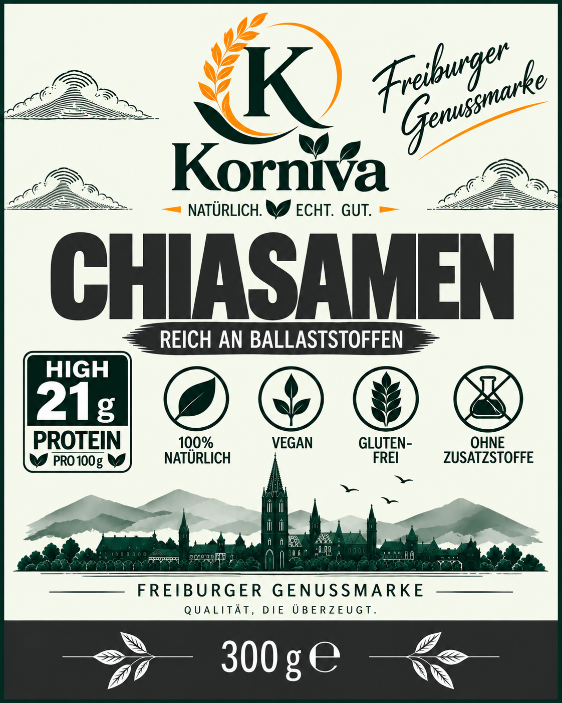 Korniva Chiasamen – 12 × 300 g