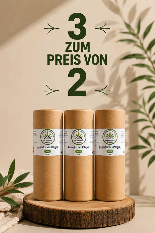 Das Hanfhaus Freiburg – „Mild“mit Hanföl  – für Pflege und Wohlbefinden – 3er Set (Sparangebot)