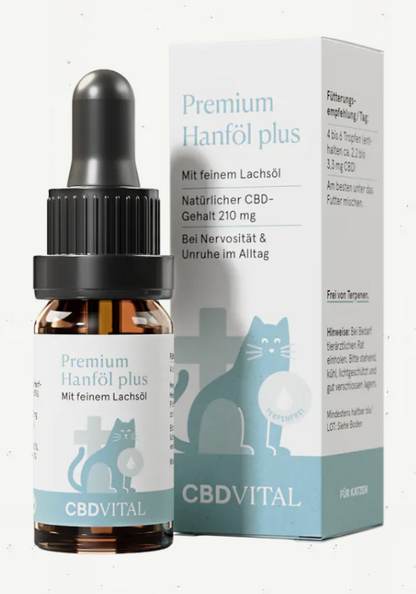 Premium CBD-Öl für Katzen mit 2,1% CBD und feinem Lachsöl, 10ml