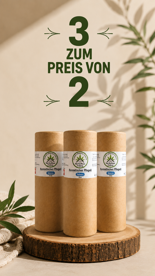Das Hanfhaus Freiburg – „Balance“ mit Hanföl  – für Pflege und Wohlbefinden – 3er Set (Sparangebot)