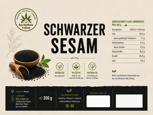 Schwarzer Sesam Superfood – 4 x 200 g Premium Sesamsamen. Naturbelassen. Reich an Ballaststoffen. Vegan
